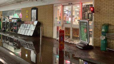 Floodwater outside an M&S store in Glasgow. Pic: Prof Larissa Naylor